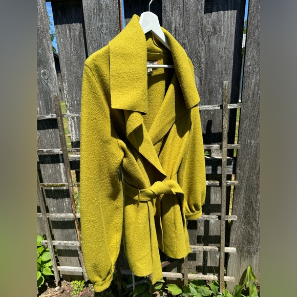Beyond Threads chartreuse felted alpaca wool wrap coat extra small - Picture 3 of 11